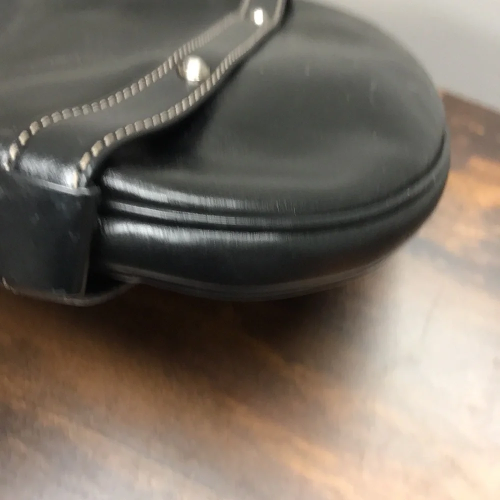 Michael Kors Black Leather Shield Hobo Bag